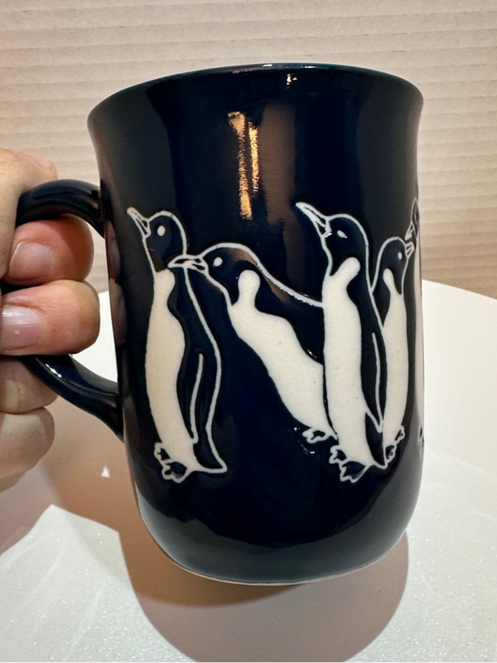 Otagiri Navy and White Penguin Ceramic Mug